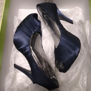 Kelly & Katie Daffodil Open Toe Heels, Navy Size 8